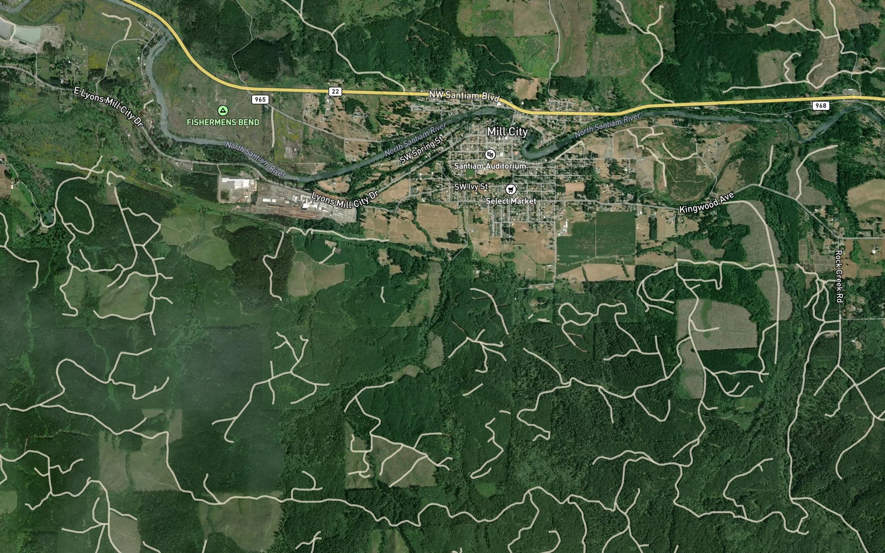 Satellite map of the Snake Creek