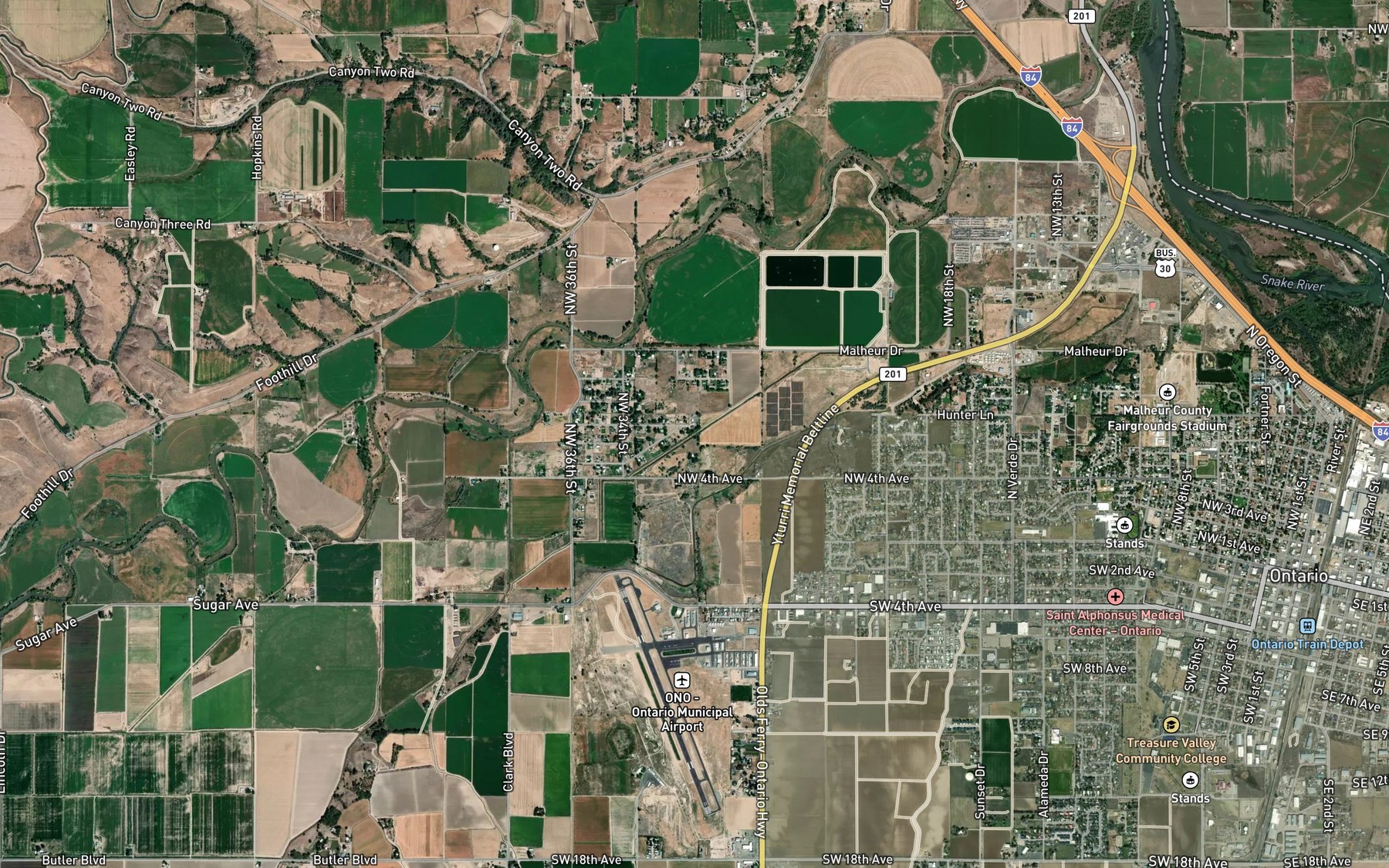 Satellite map of the A Drain