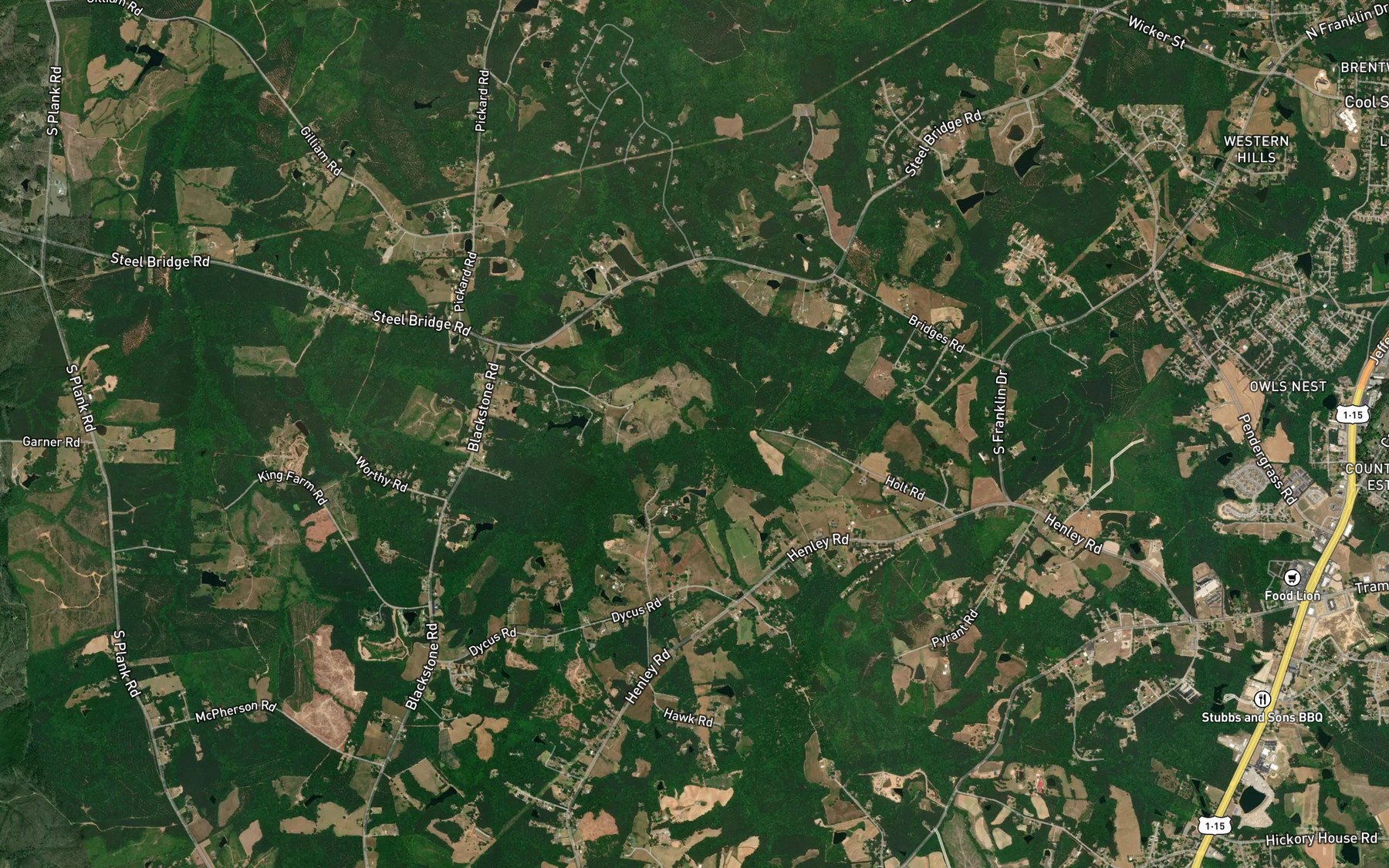 Satellite map of the Dry Fork