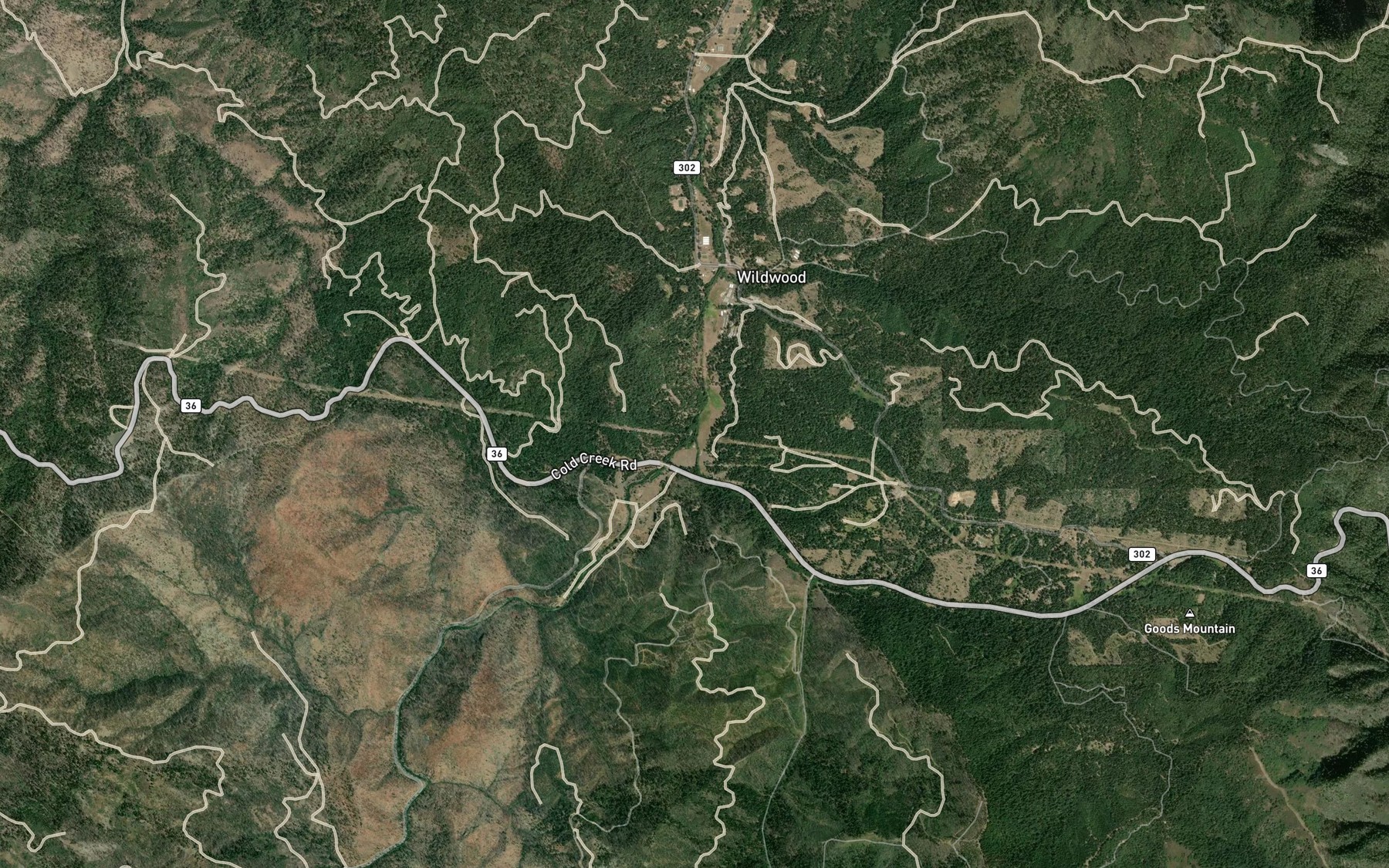 Satellite map of the Goods Creek