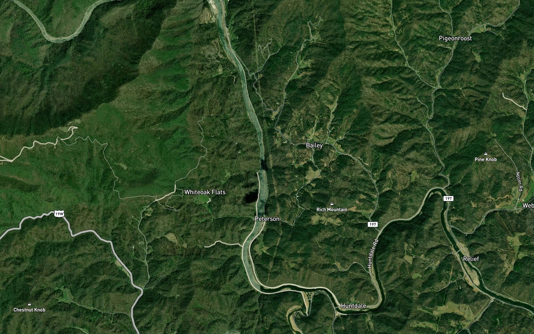 Satellite map of the Sams Branch