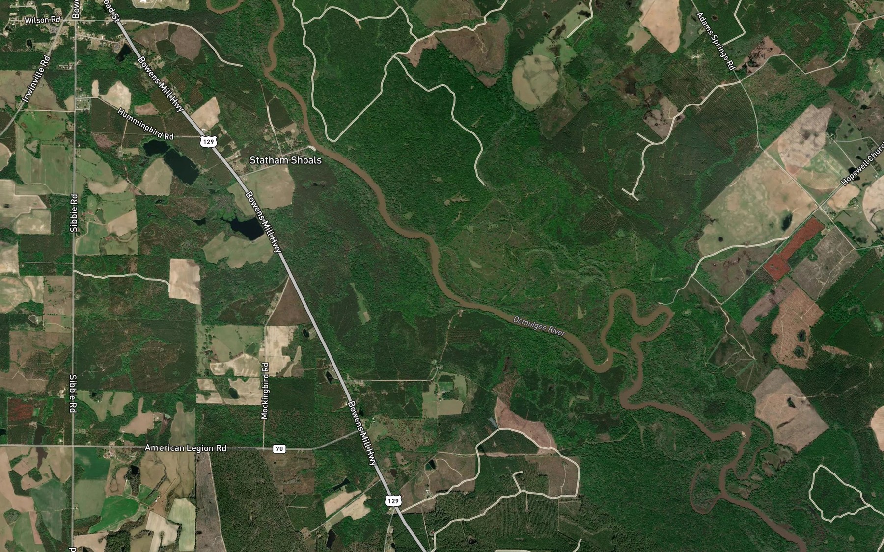 Satellite map of the Cypress Creek