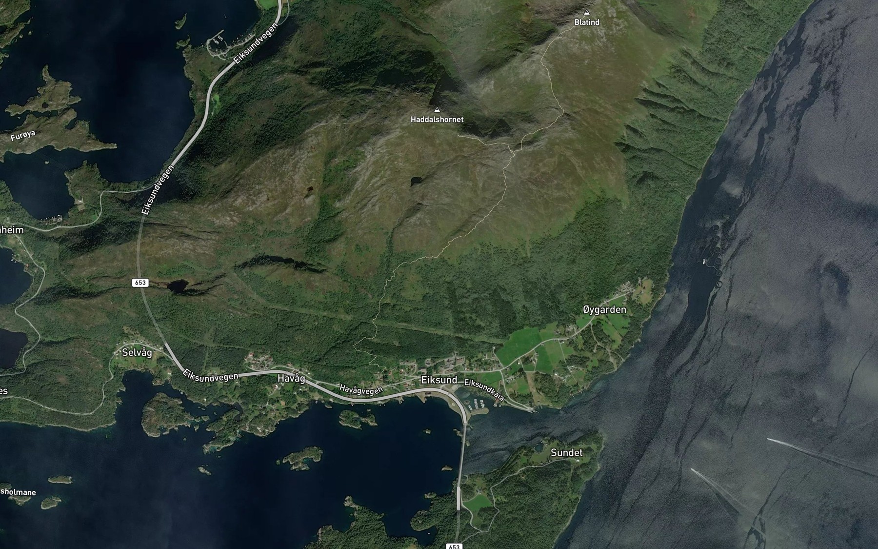 Satellite map of the Eiksundelva