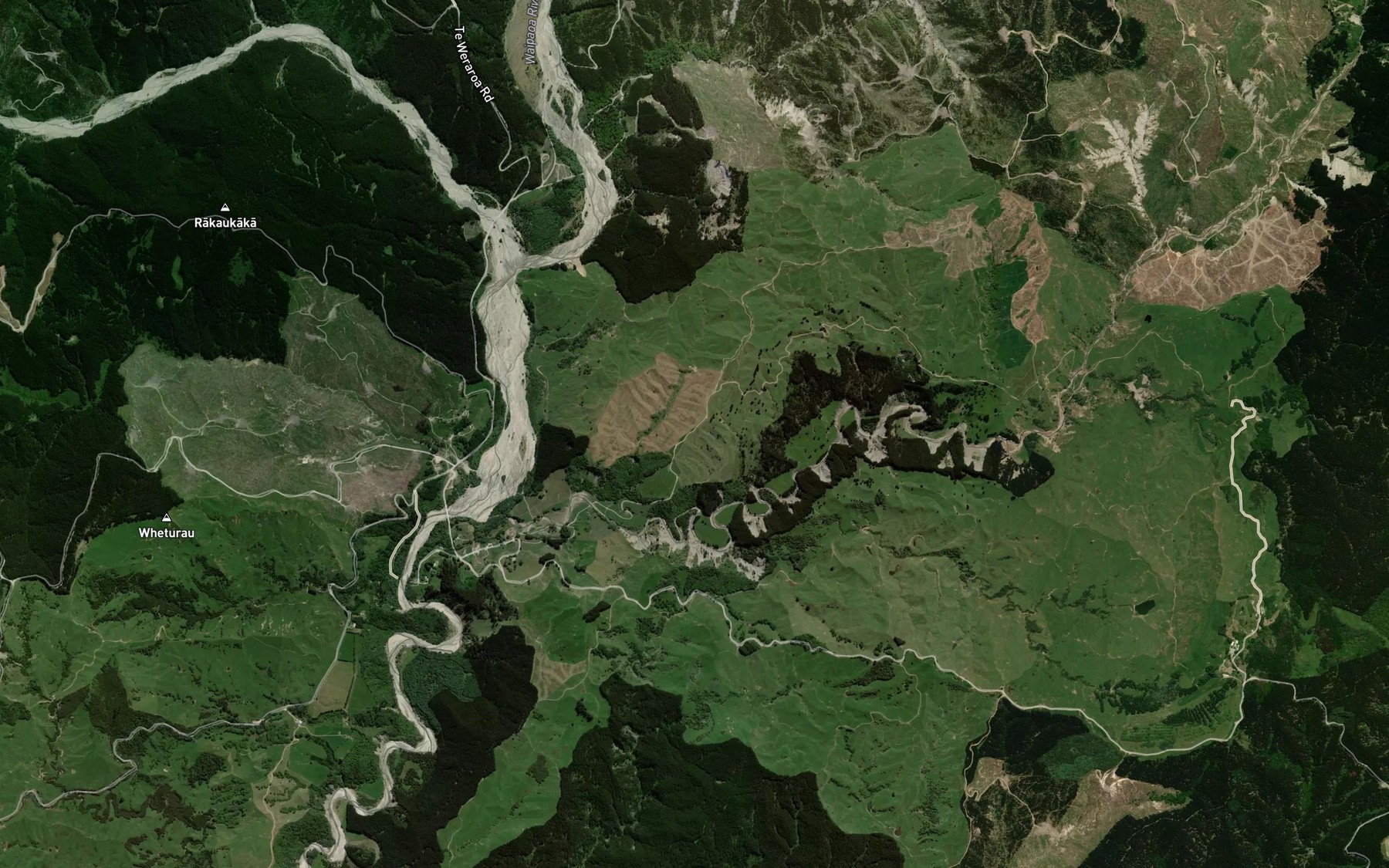 Satellite map of the Mangawheki Stream