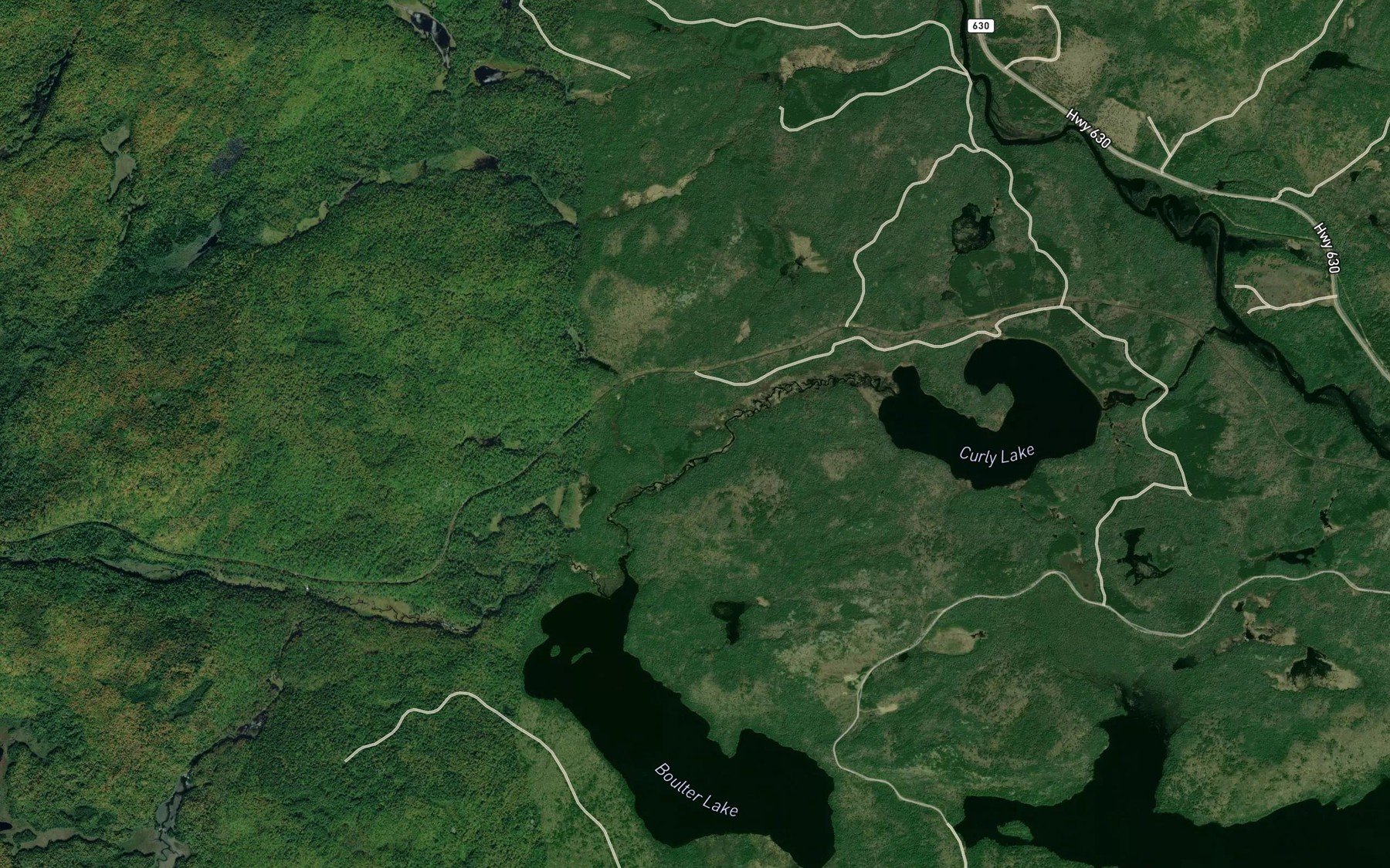 Satellite map of the Keswil Creek