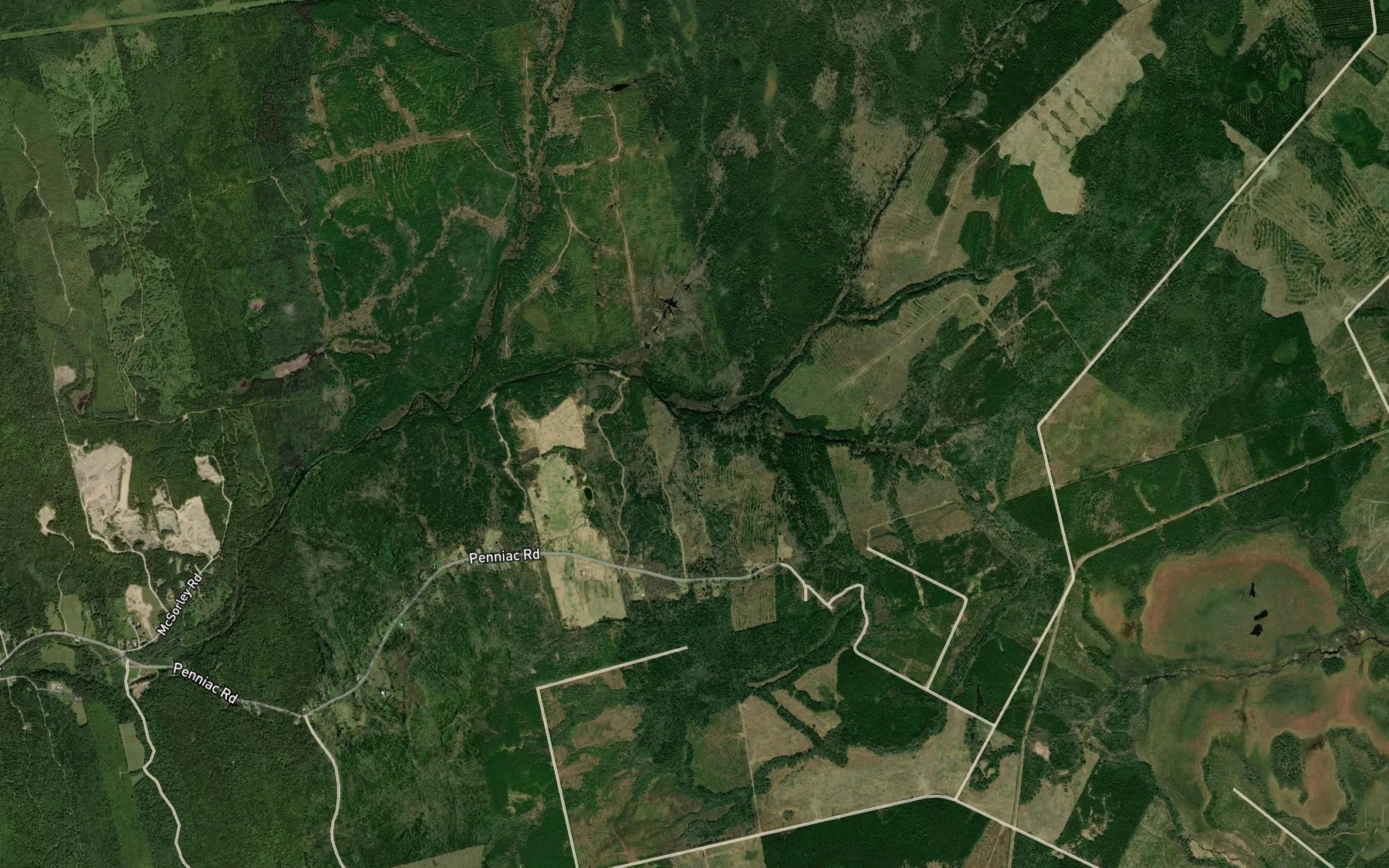 Satellite map of the Moosehole Brook