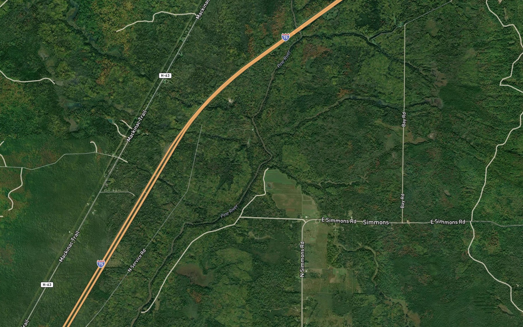 Satellite map of the Home Creek