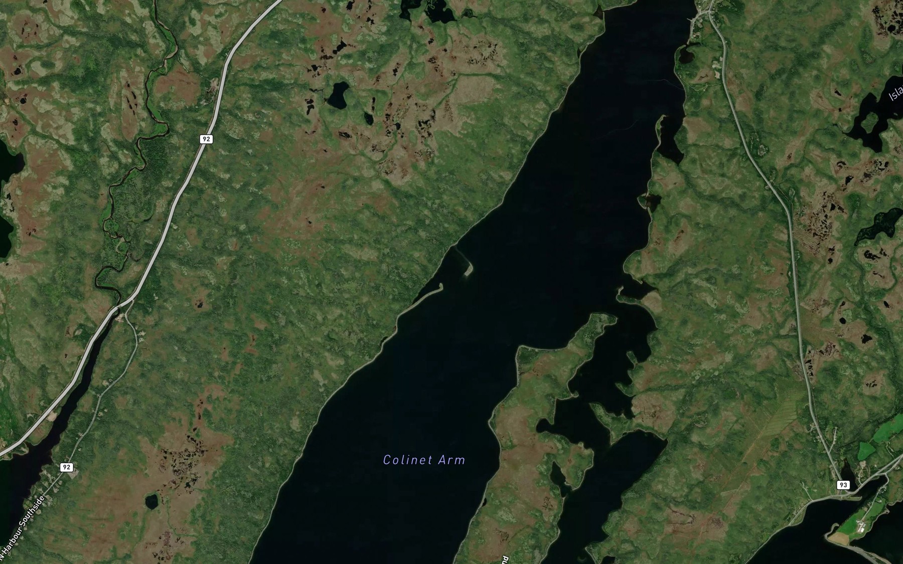 Satellite map of the Half Island Pond