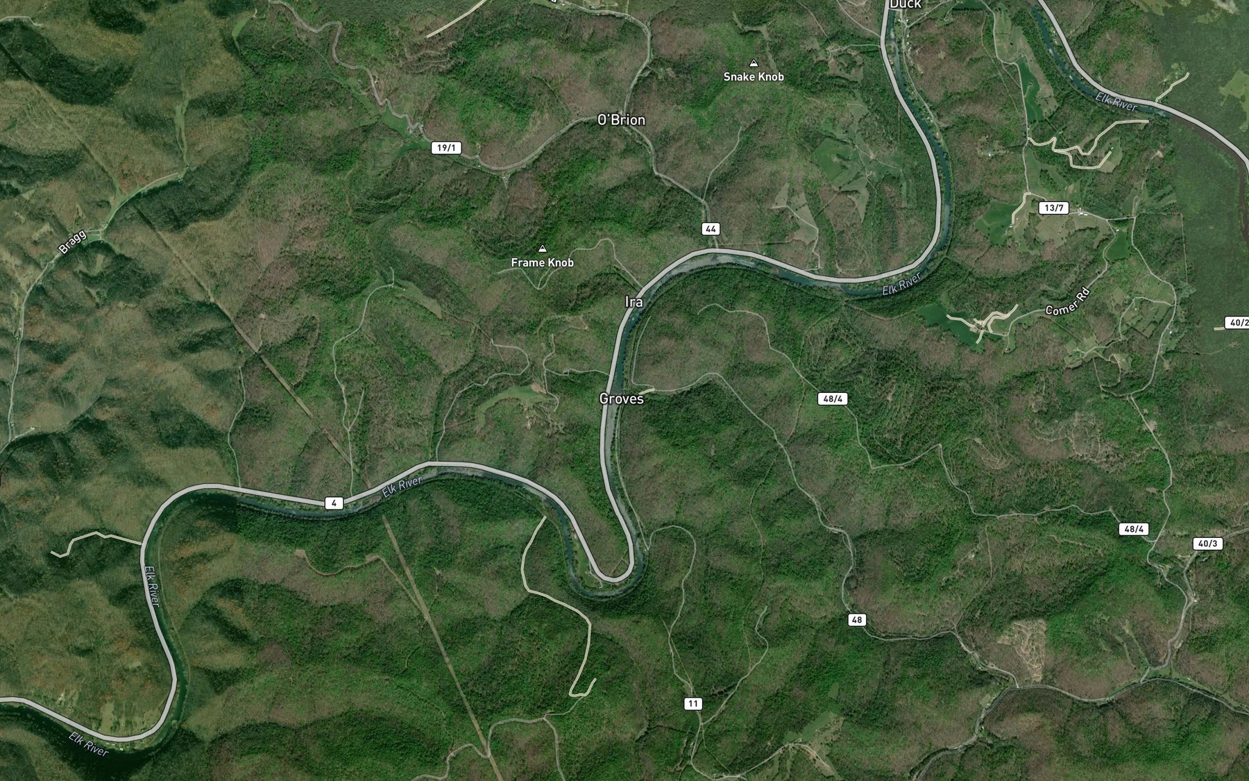 Satellite map of the Groves Creek