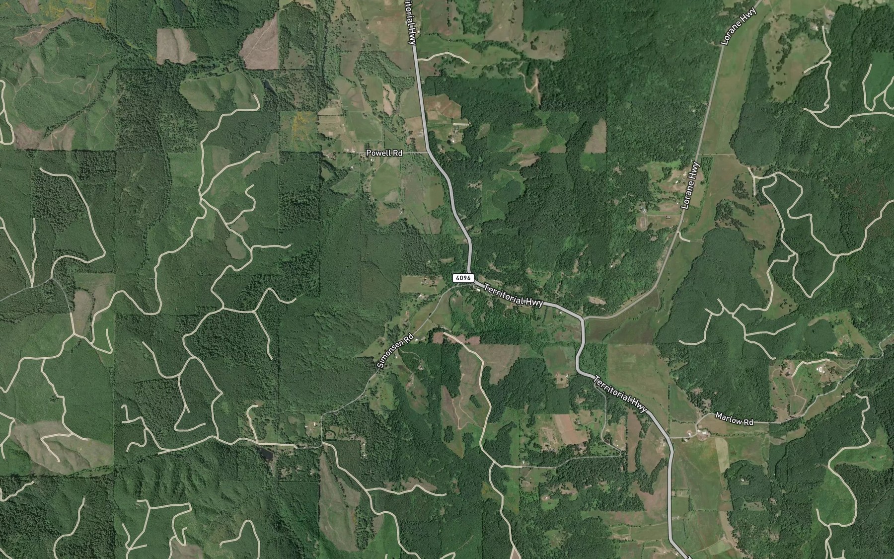 Satellite map of the Bear Creek