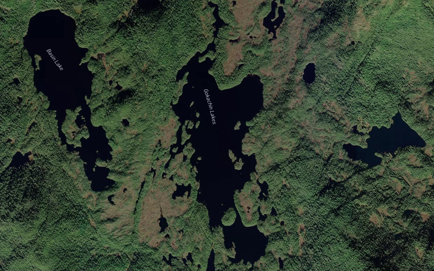 Satellite map of the Gokachin Lakes