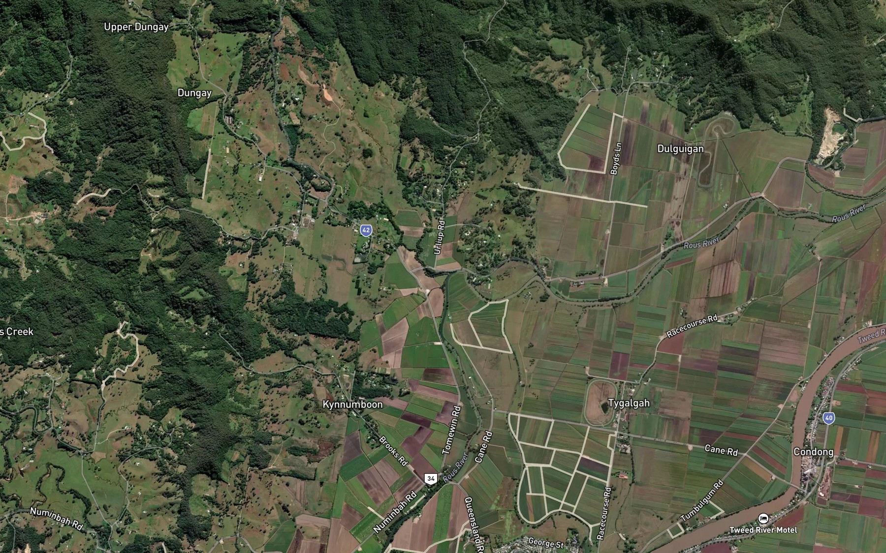 Satellite map of the Pipeclay Creek