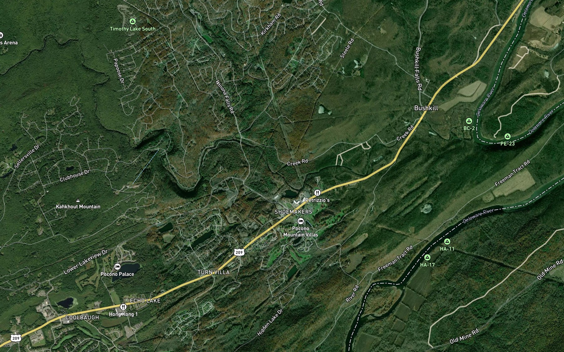 Satellite map of the Suzie Creek