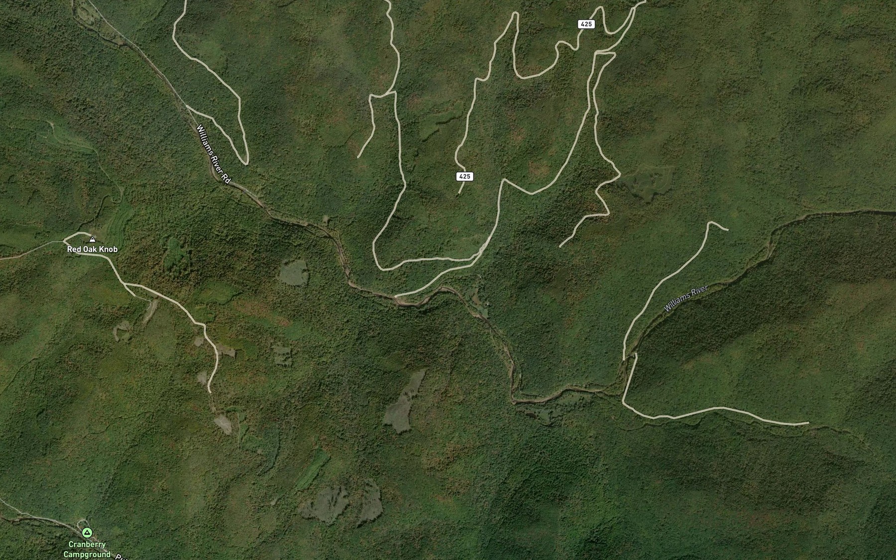 Satellite map of the White Oak Fork