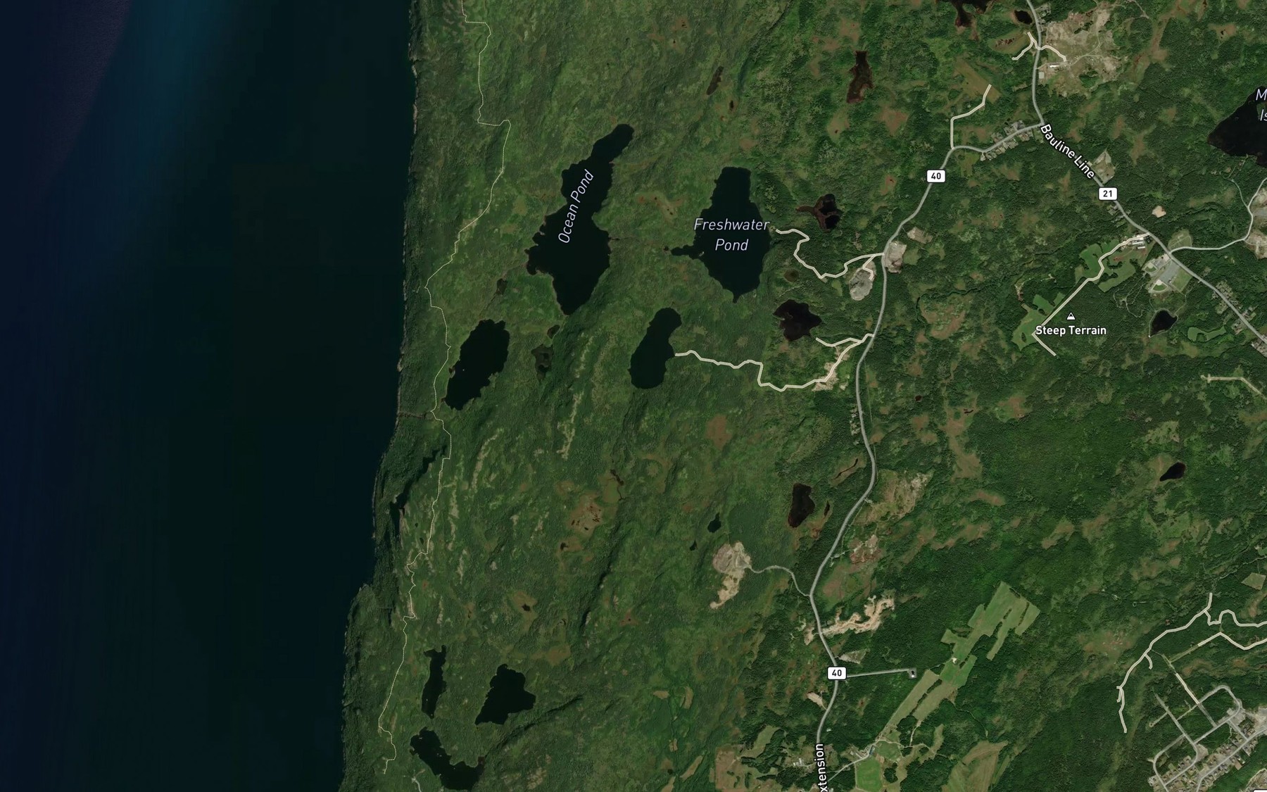 Satellite map of the Northwest Pond