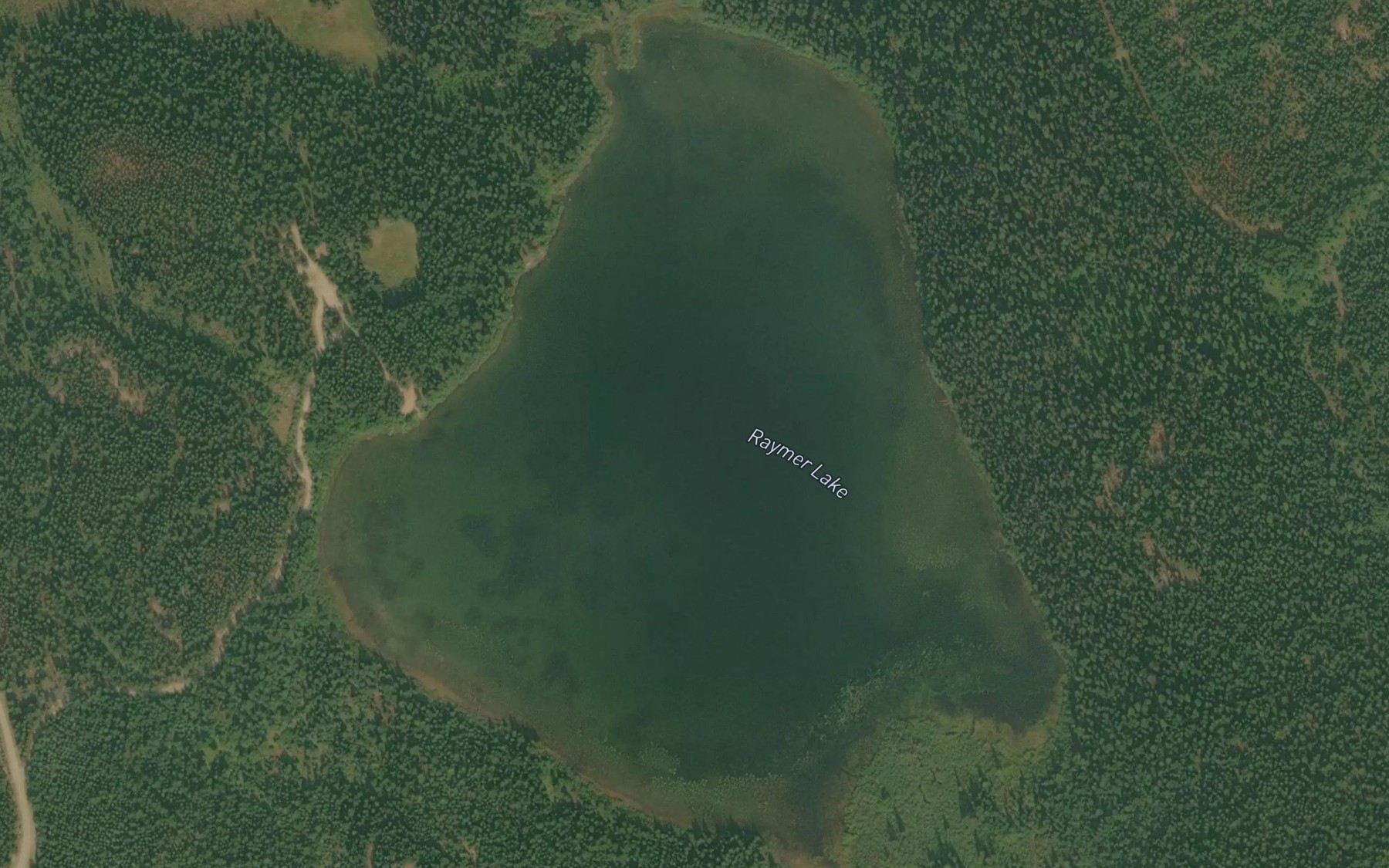 Satellite map of the Raymer Lake