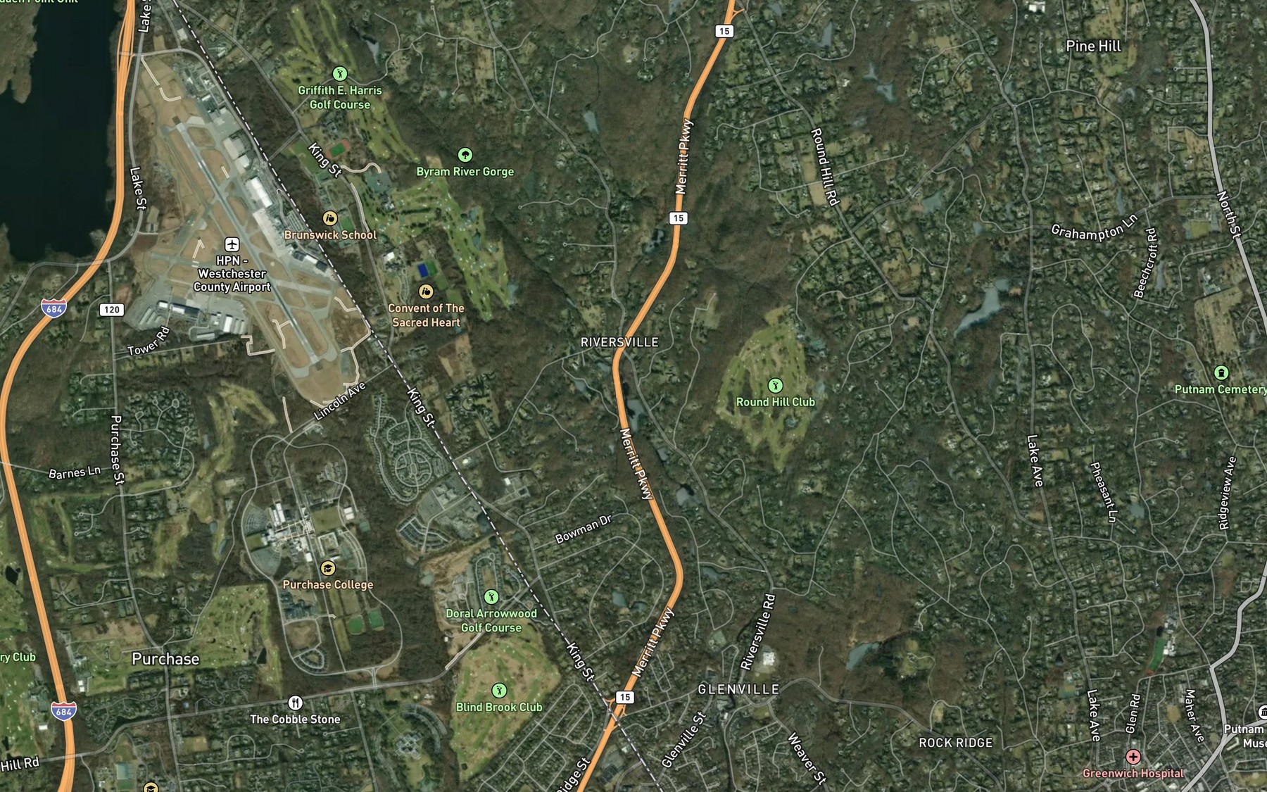 Satellite map of the East Branch Converse Pond Brook