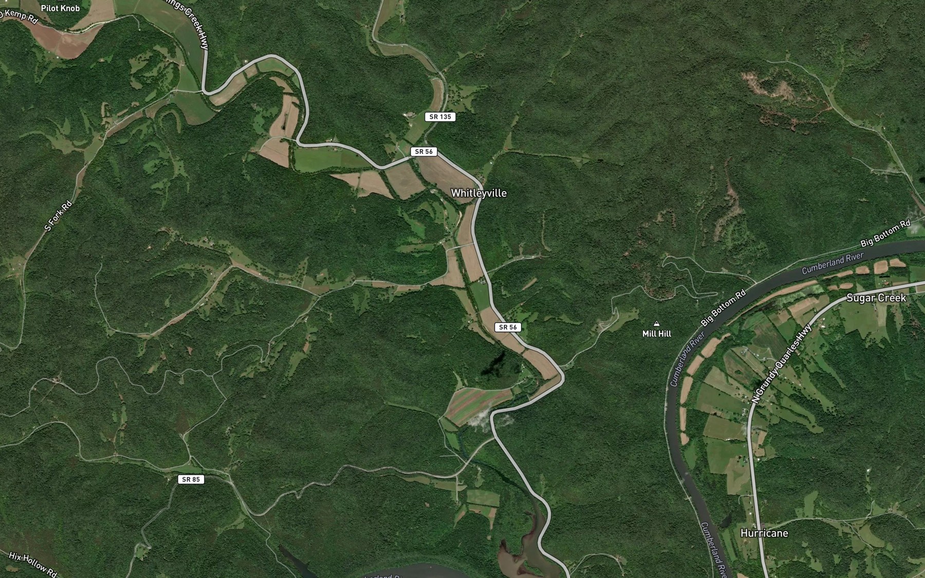Satellite map of the Riley Creek