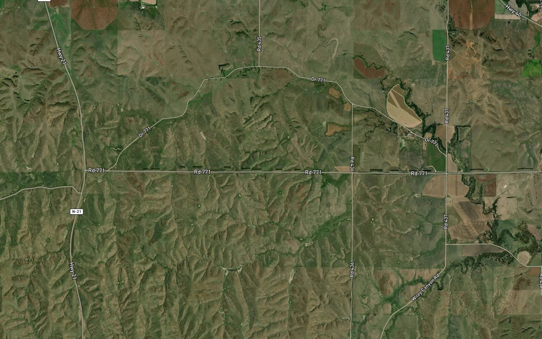 Satellite map of the Dawson Company Road Dam Reservoir Number 5