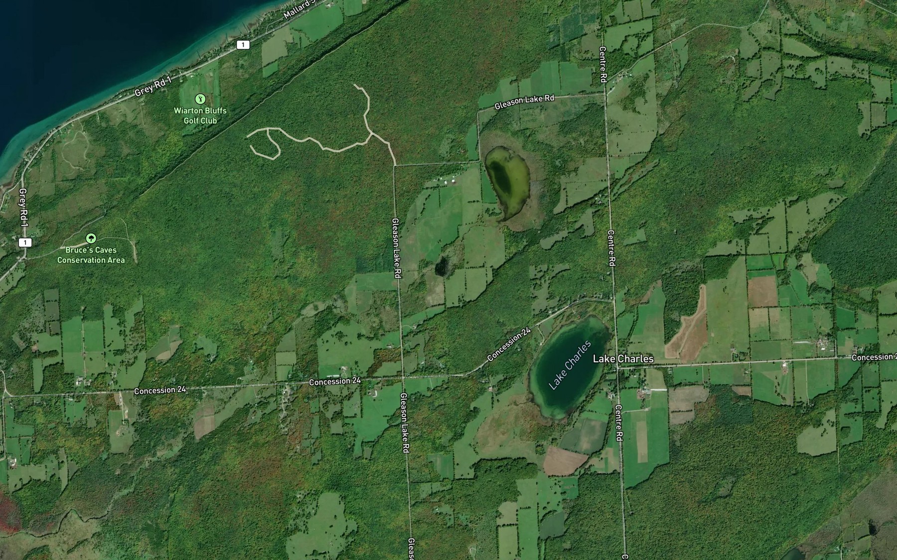 Satellite map of the Gleason Brook