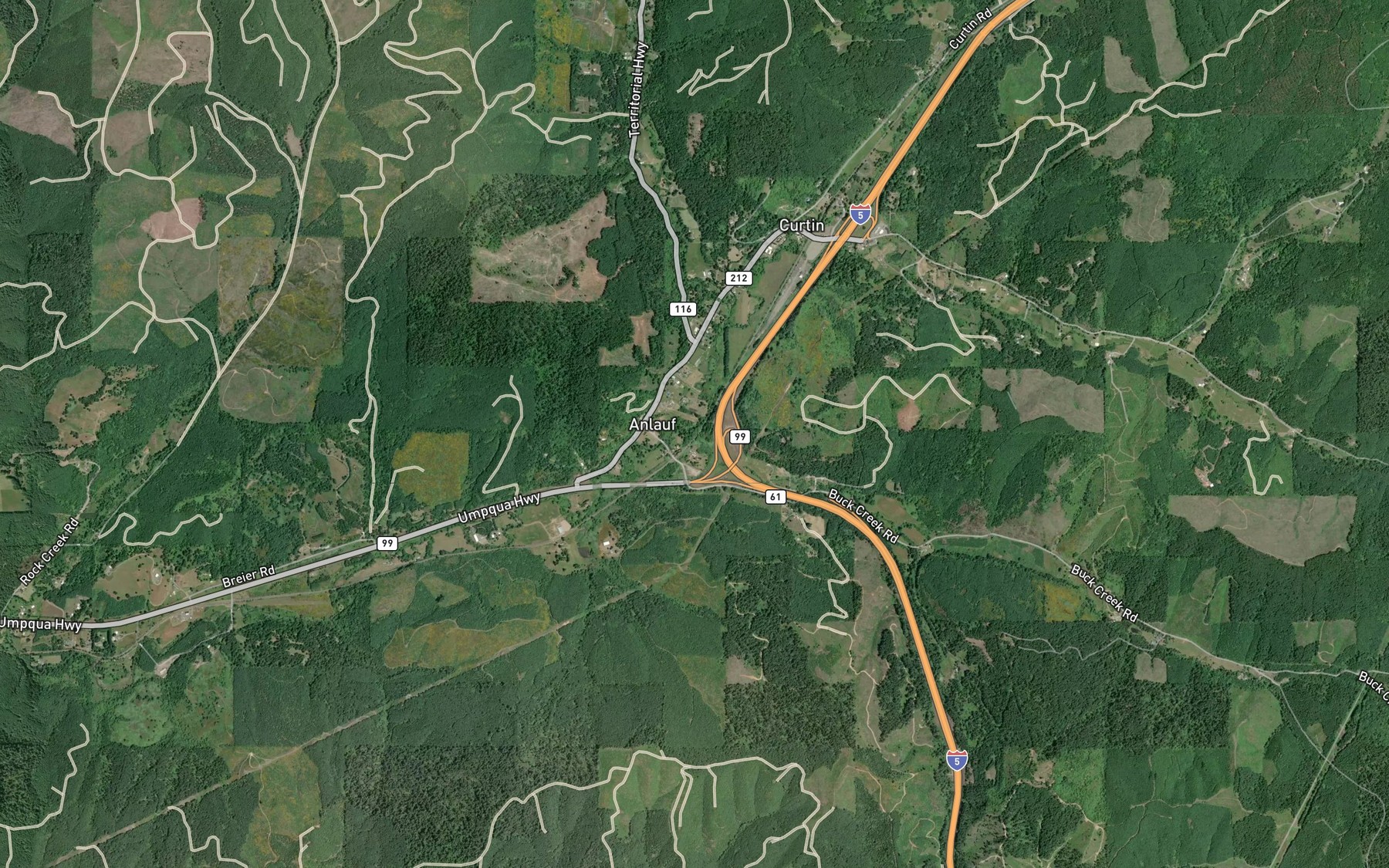 Satellite map of the Buck Creek