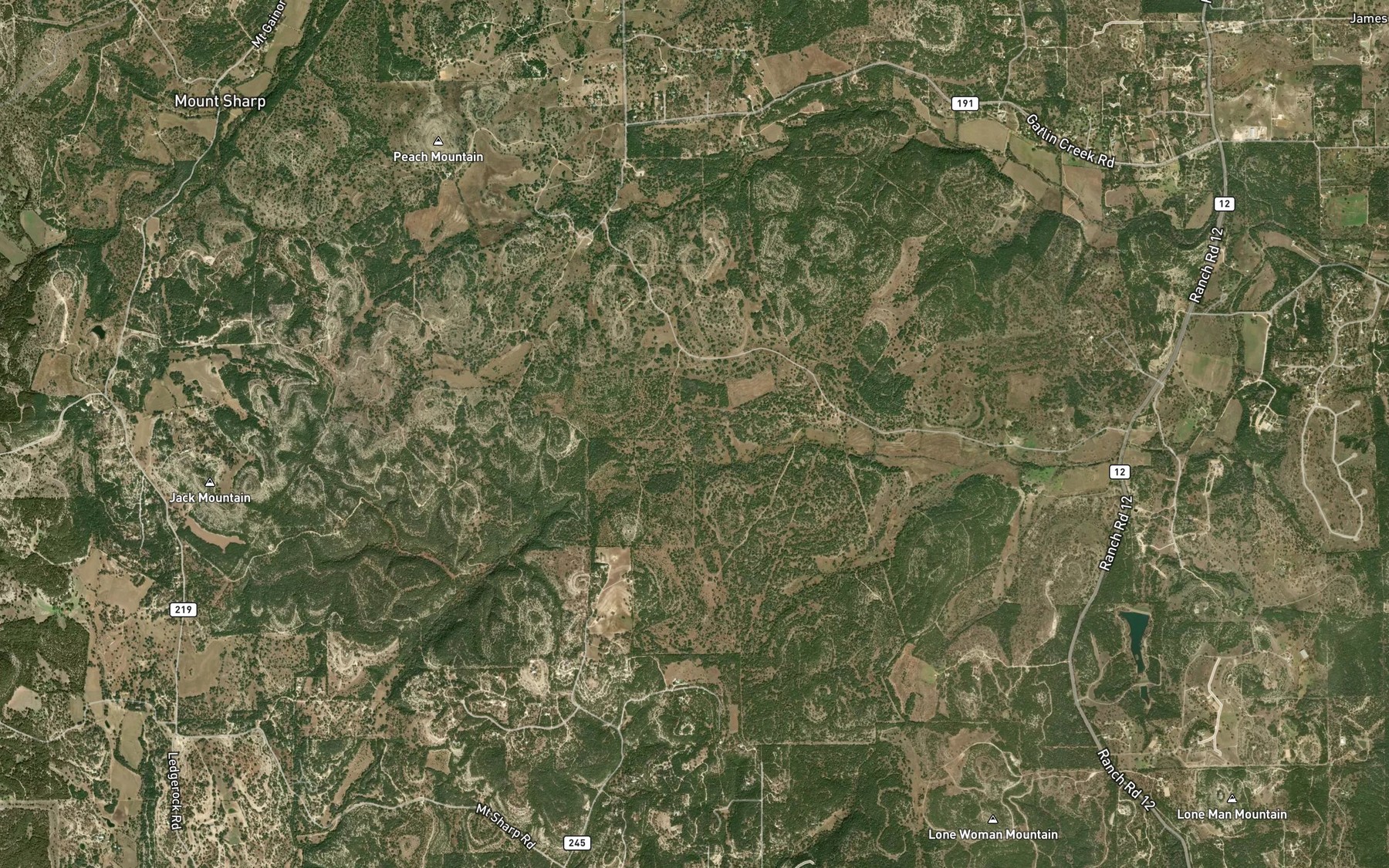 Satellite map of the Seven H Ranch Lake