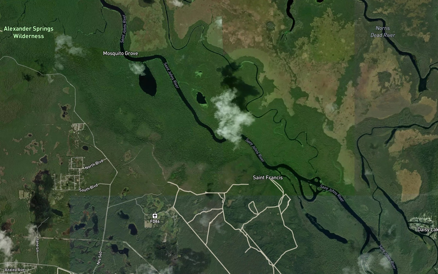 Satellite map of the Deadmans Bend