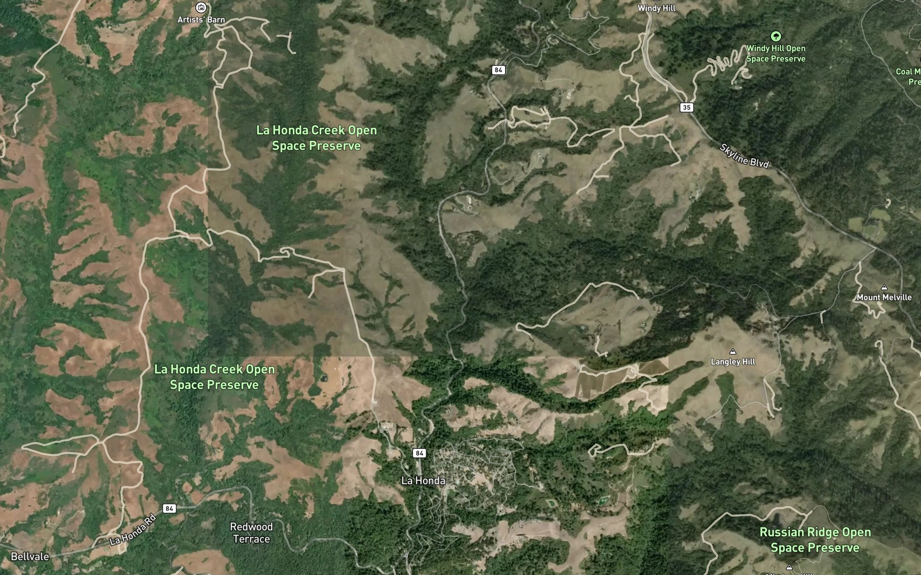 Satellite map of the Woodruff Creek