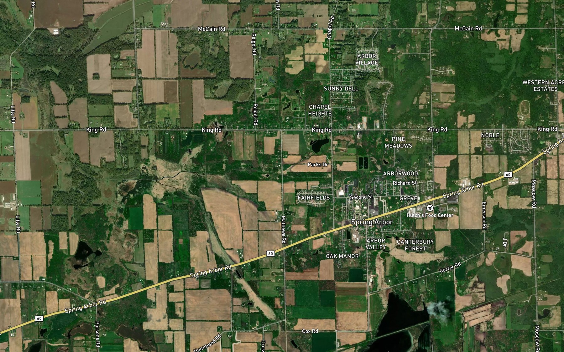 Satellite map of the Pretty Branch Drain