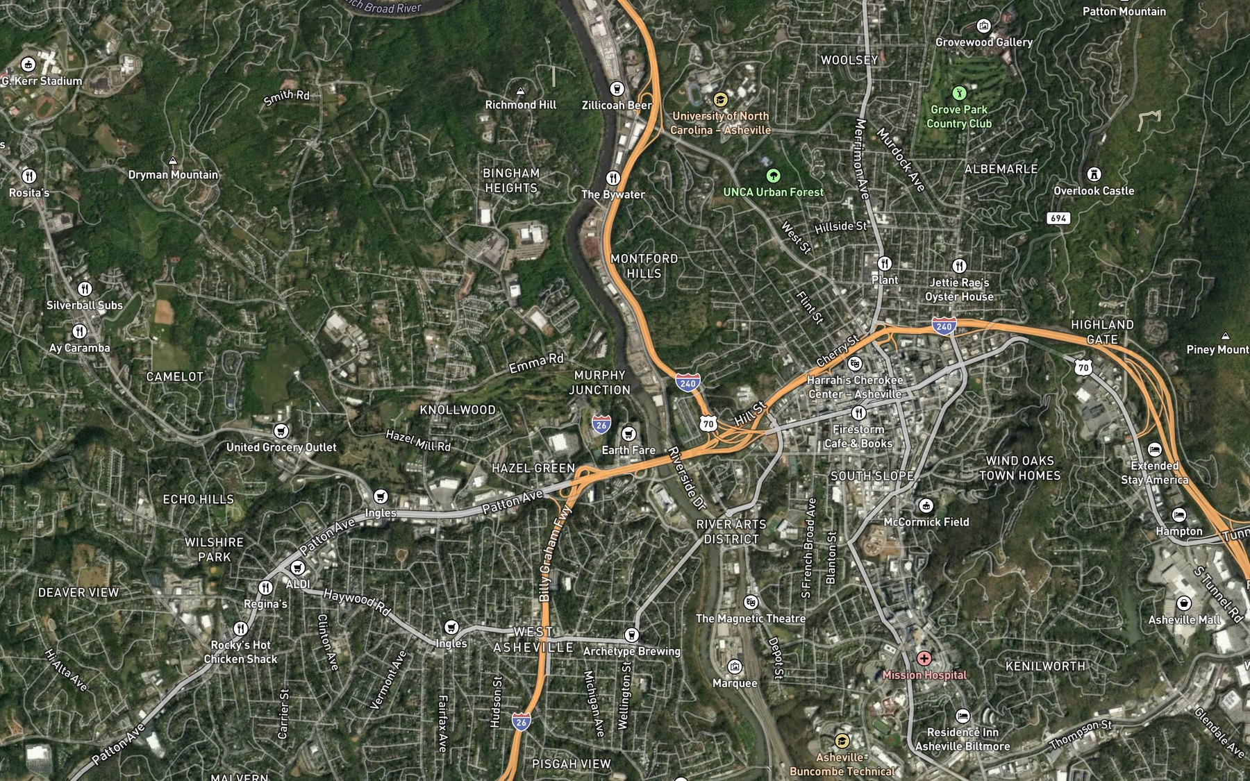 Satellite map of the Smith Mill Creek