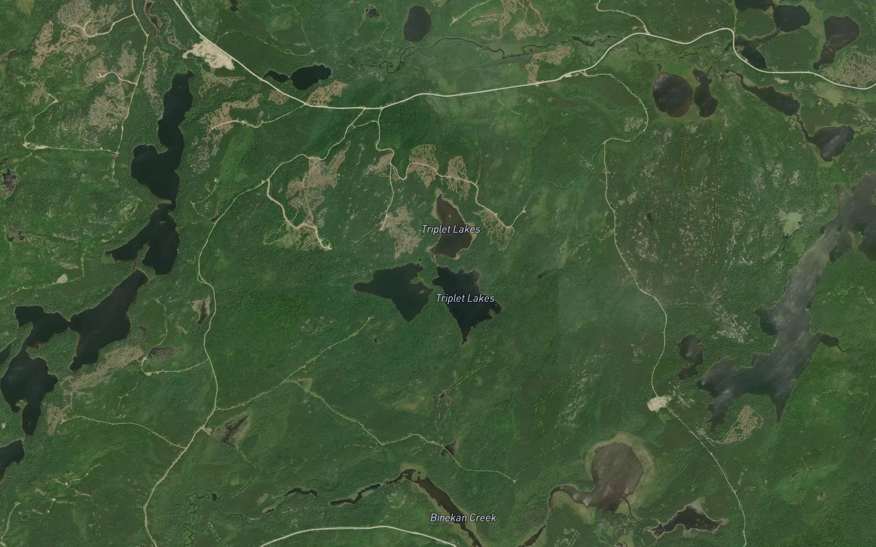 Satellite map of the Triplet Lakes