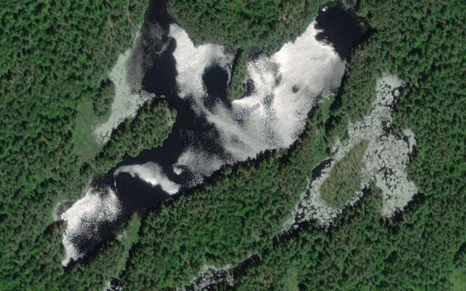 Satellite map of the Wishbone Lake