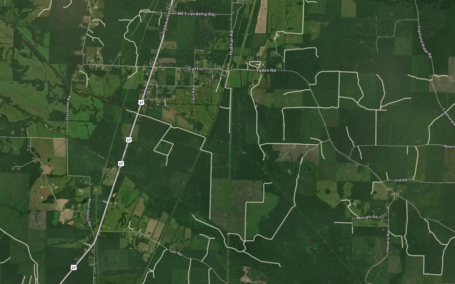 Satellite map of the Waggle Creek