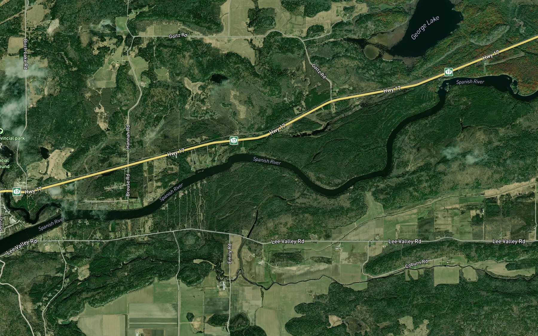 Satellite map of the Heffler Creek