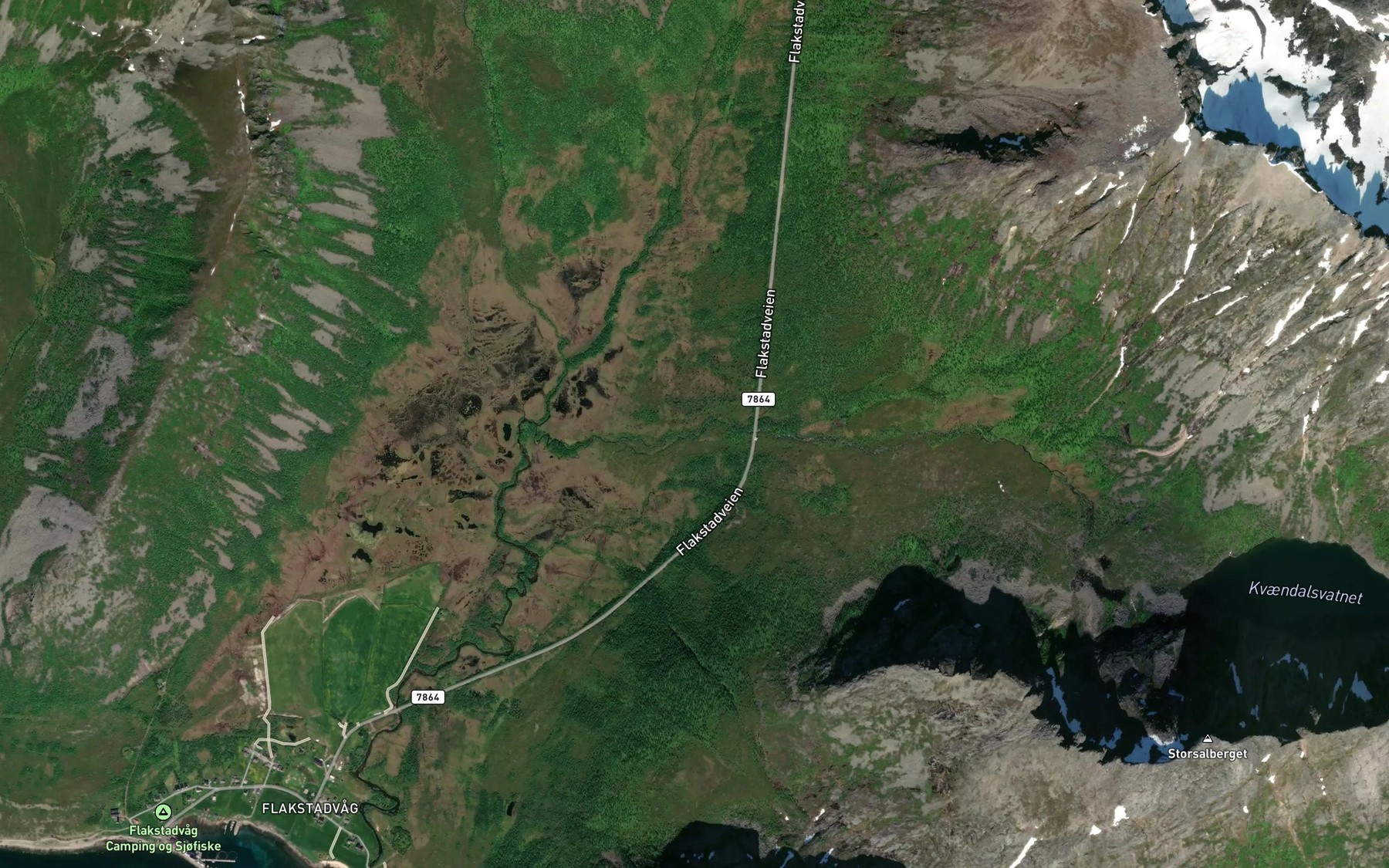 Satellite map of the Kvaendalselva
