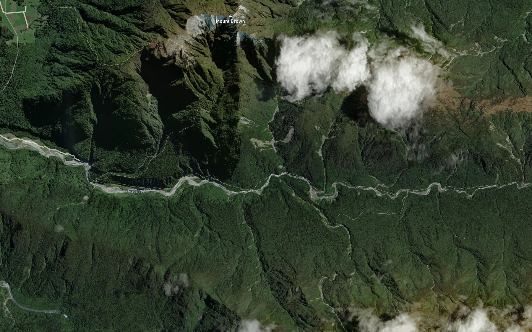 Satellite map of the Tyndall Creek