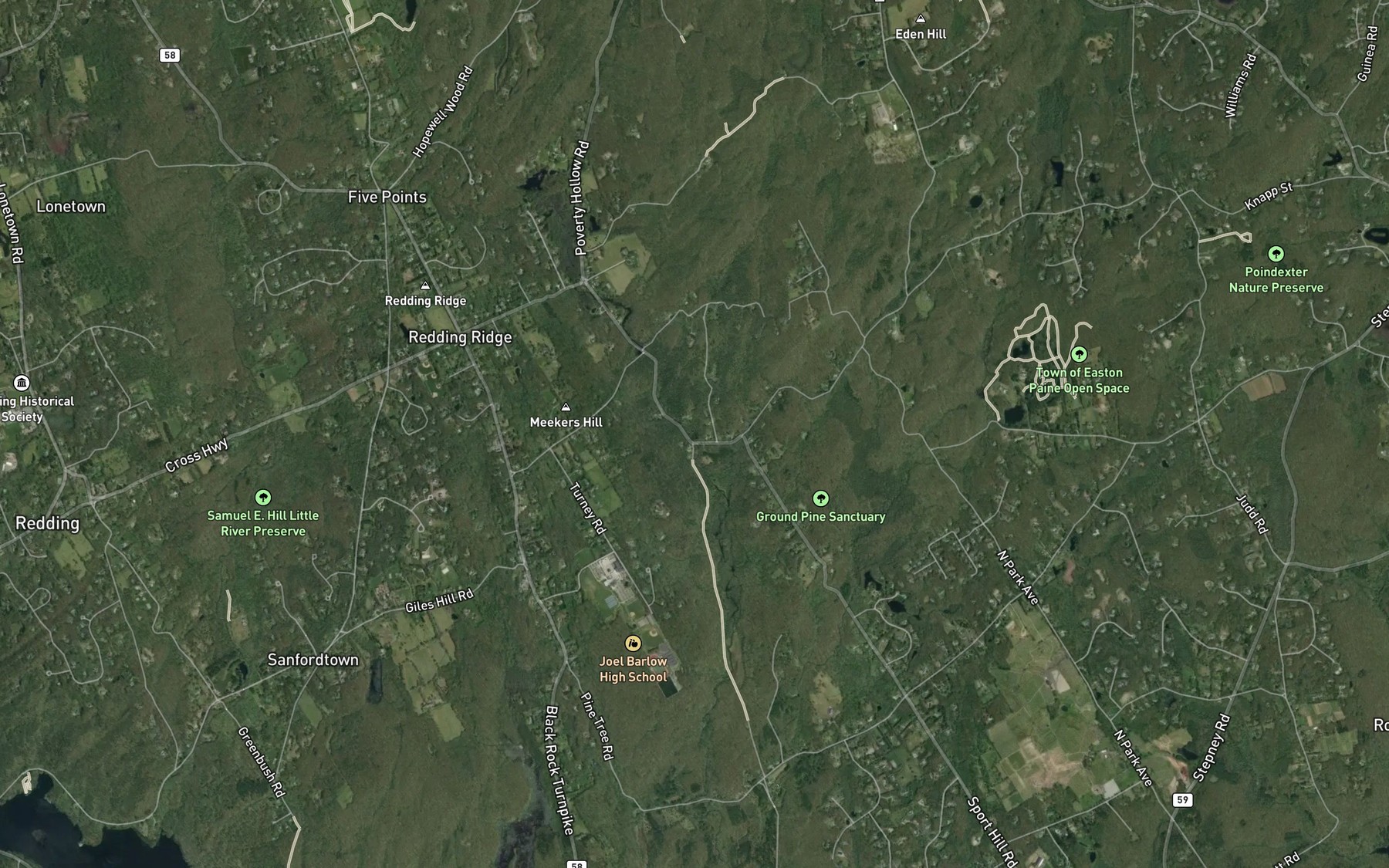 Satellite map of the Hedmons Pond