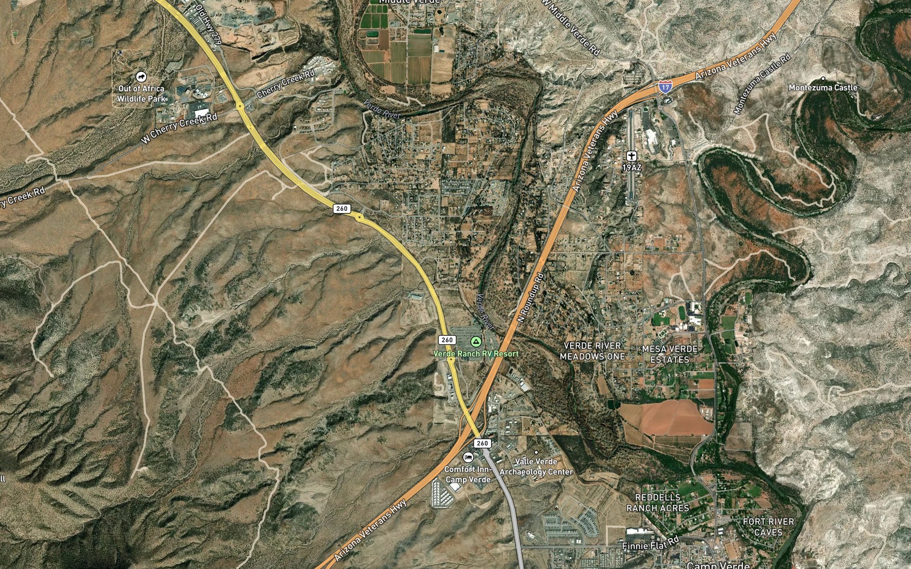 Satellite map of the Grief Hill Wash