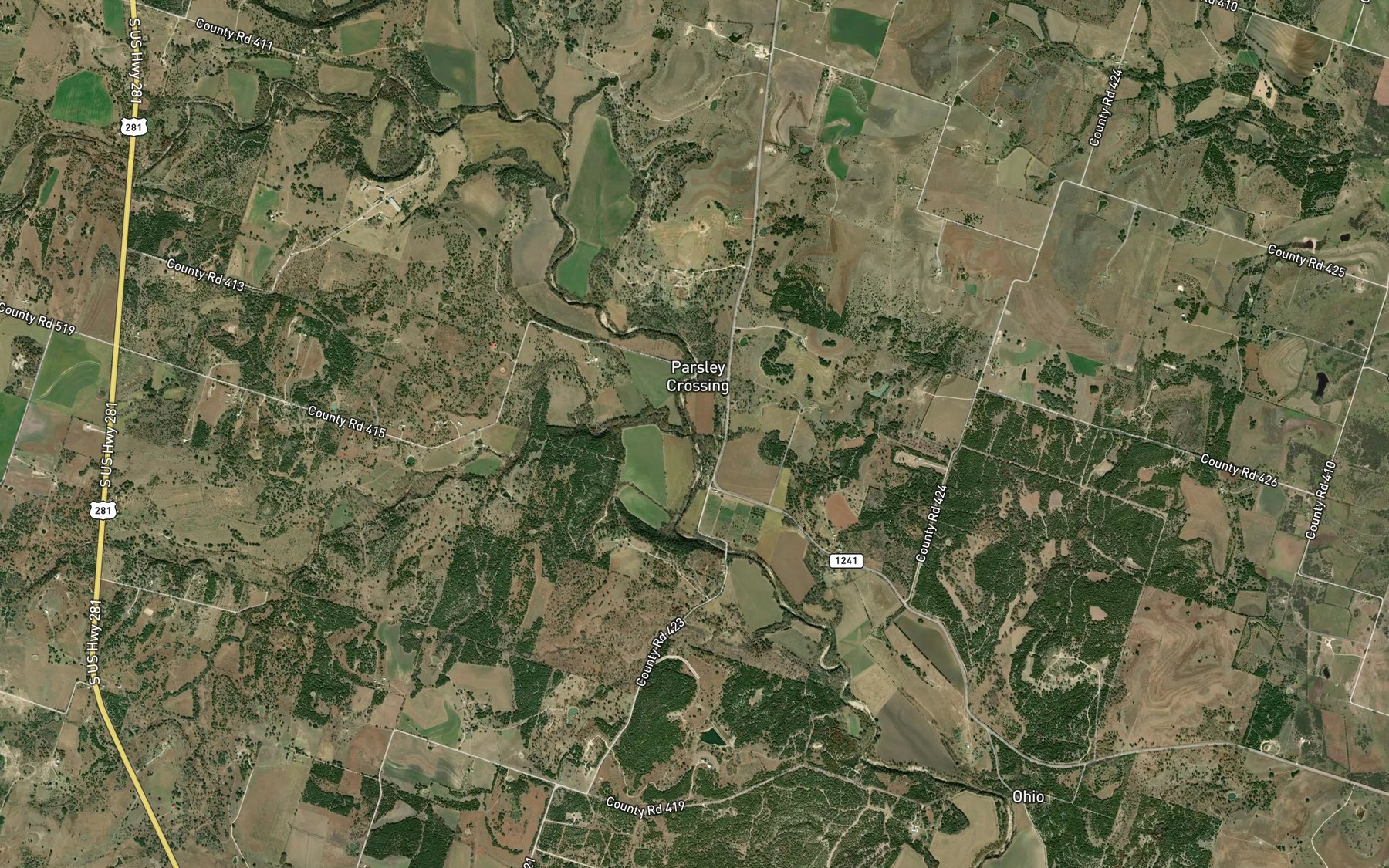 Satellite map of the Henderson Creek