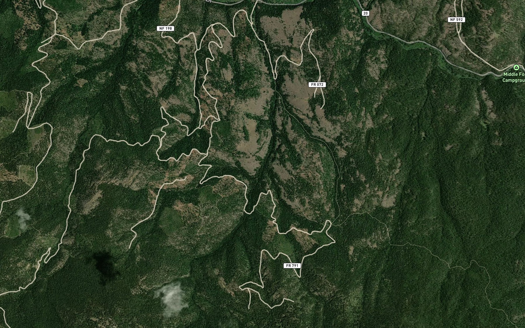Satellite map of the Bennett Creek