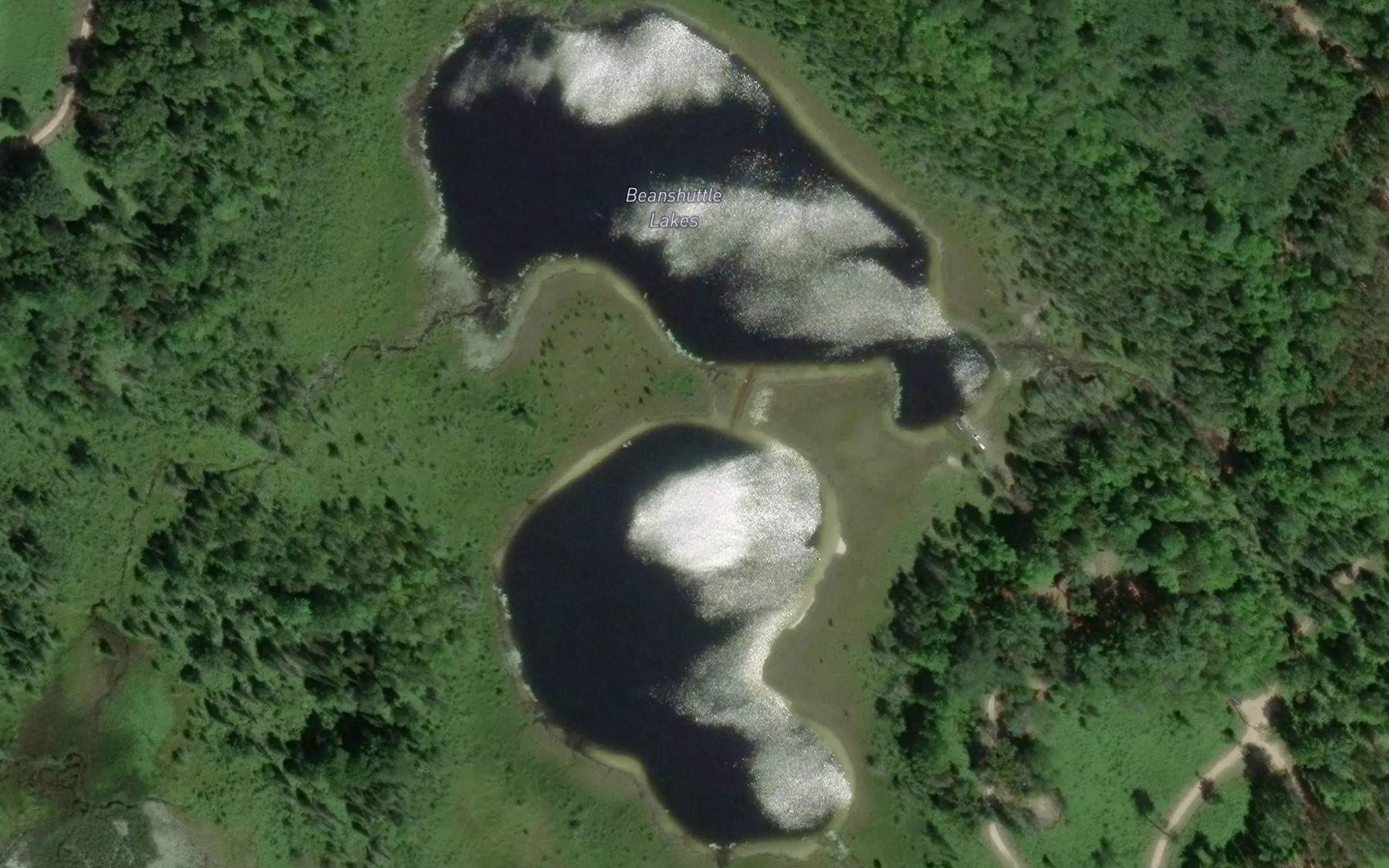 Satellite map of the Beanshuttle Lakes