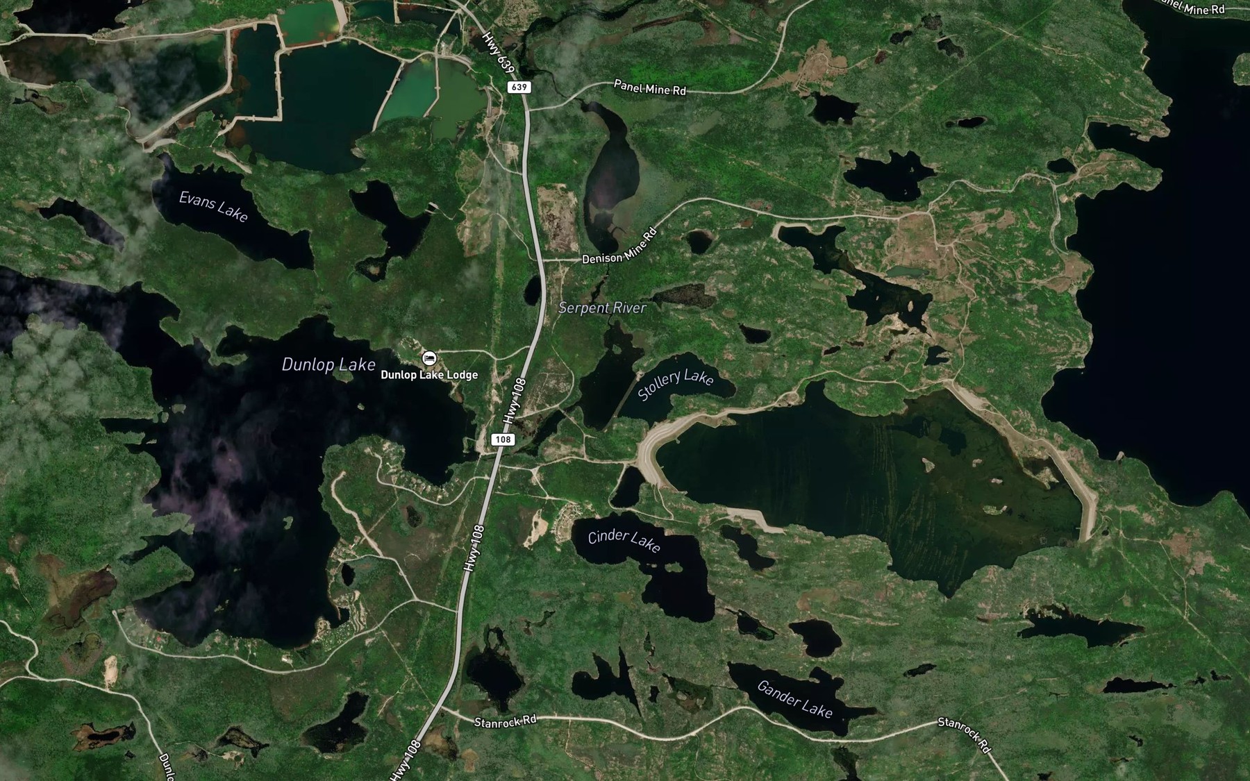 Satellite map of the Stollery Lake