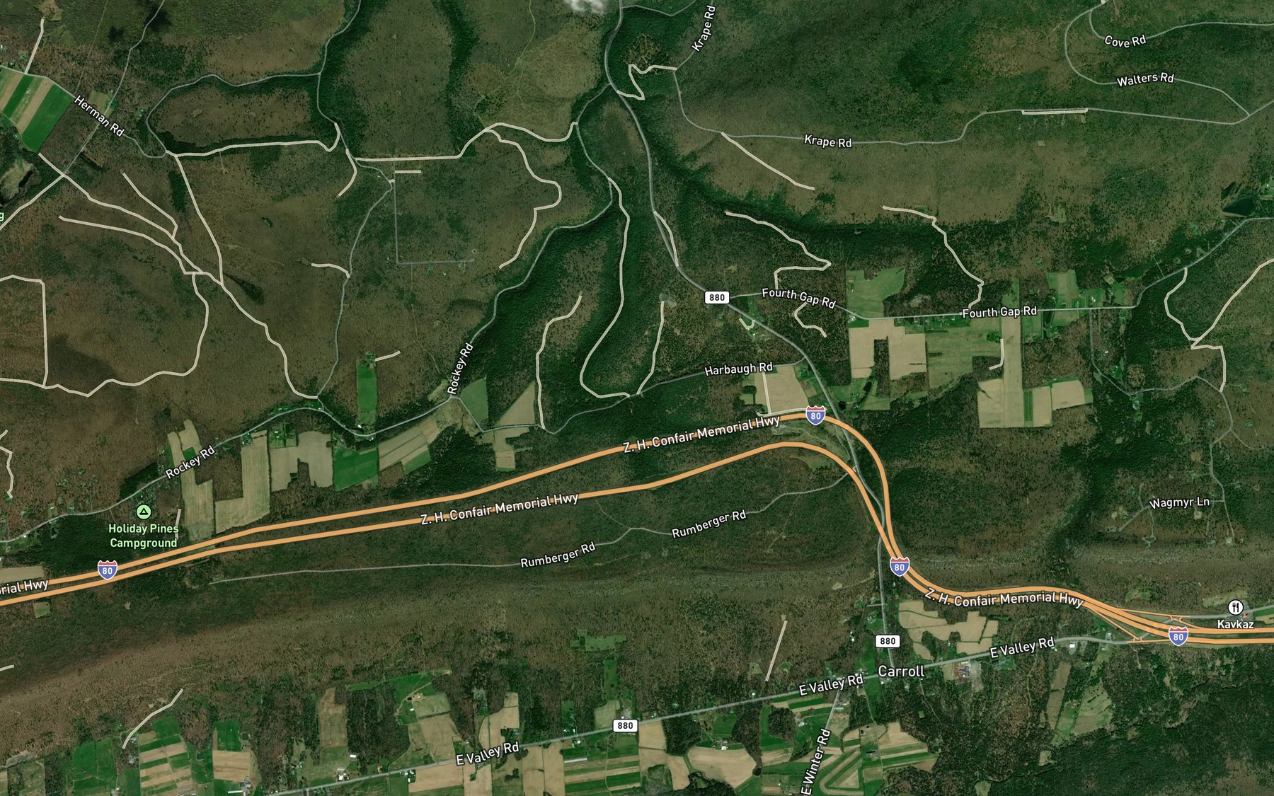 Satellite map of the Hemlock Spring