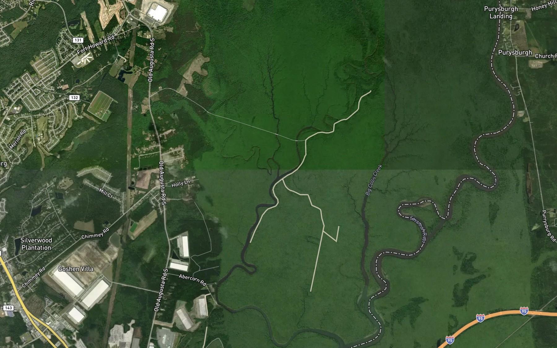 Satellite map of the Raccoon Creek