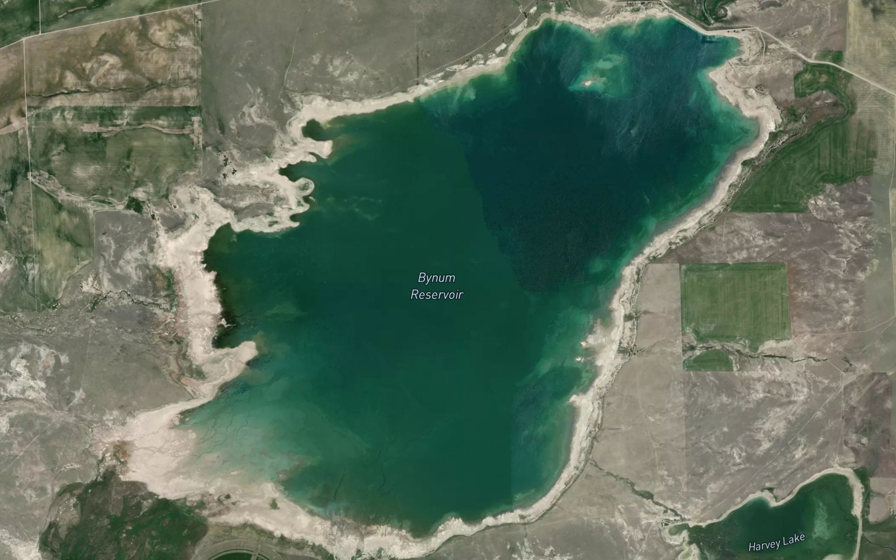 Satellite map of the Bynum Reservoir