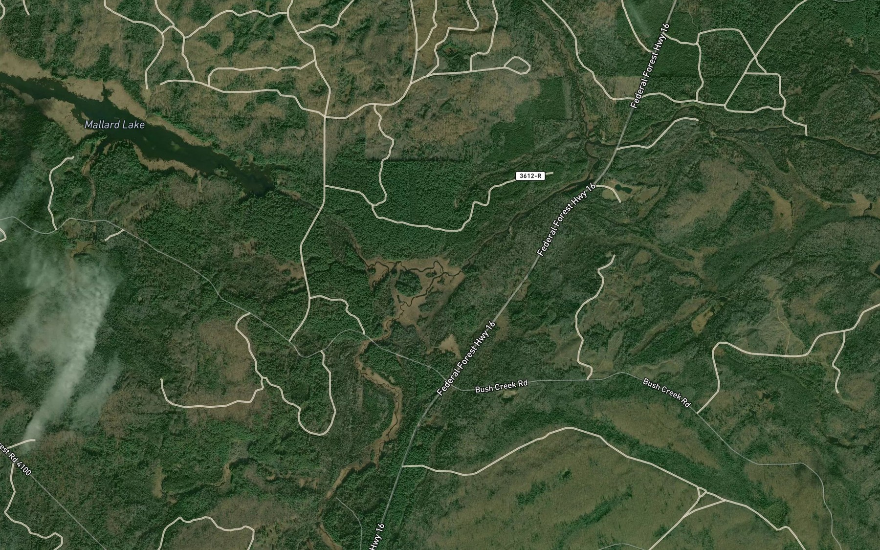Satellite map of the Thirtythree Creek