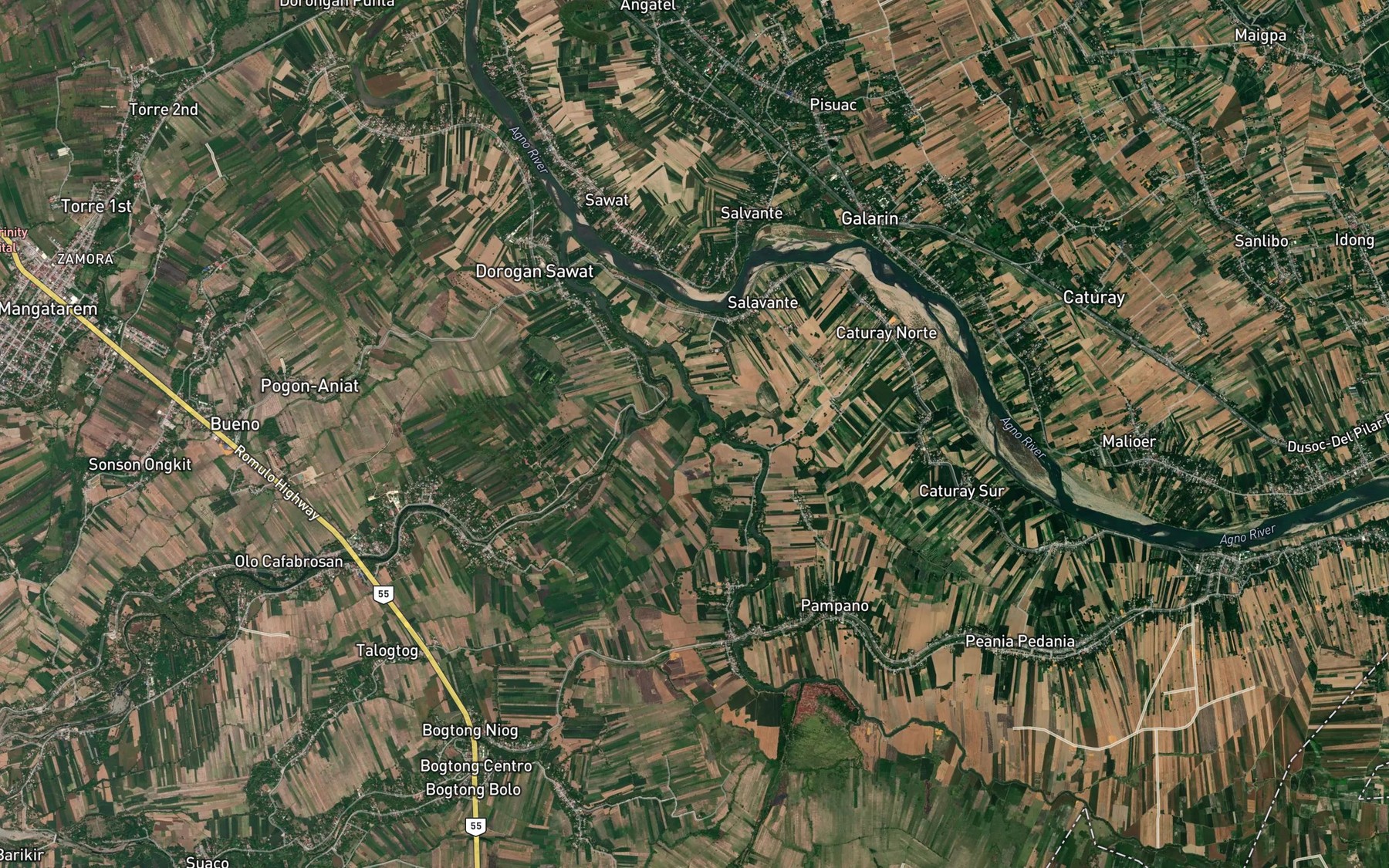 Satellite map of the Bogarang River