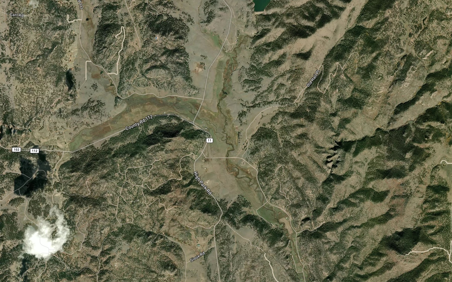 Satellite map of the West Fourmile Creek
