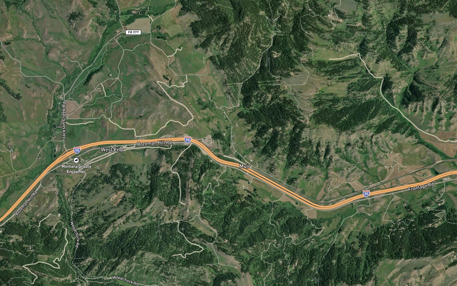 Satellite map of the Quinn Creek