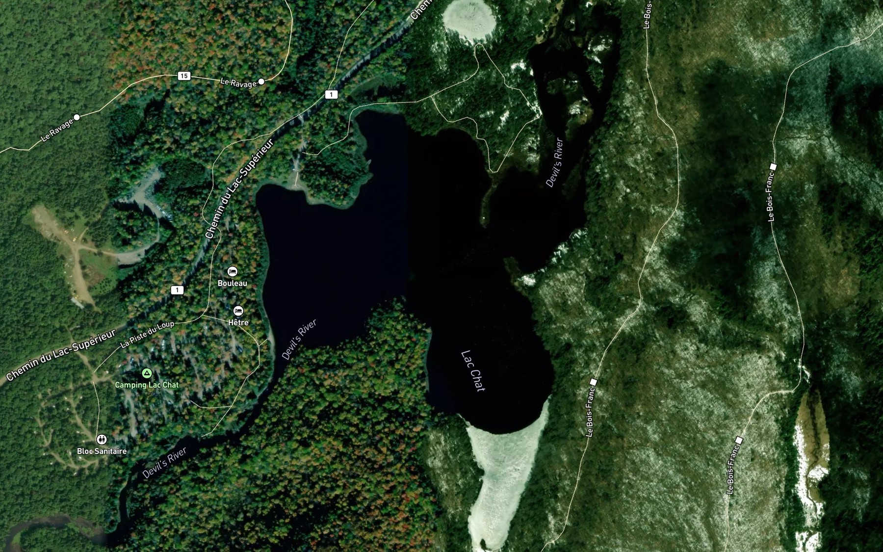 Satellite map of the Lac Chat